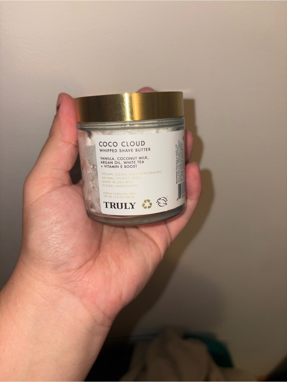 TRULY Coco Cloud Whipped Shave Butter - White with Gold Lid